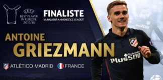 Griezmann entre los tres finalistas a jugador del año para la UEFA