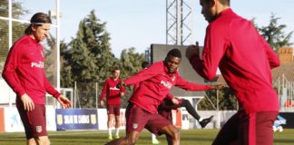 El Atleti se entrenó con la novedad de Thomas de cara al Barça