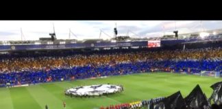 Espectacular recibimiento de la afición en el Leicester vs Atleti