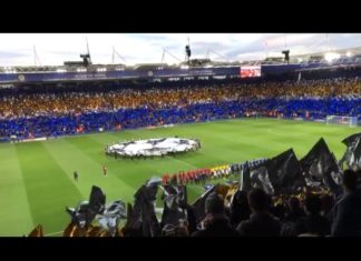 Espectacular recibimiento de la afición en el Leicester vs Atleti