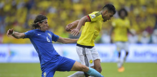 Filipe disputó el partido completo en el empate de Brasil en Colombia