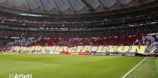 Rumbo hacia Lyon. Así lució el fondo sur de Metropolitano en la previa del Atlético-Arsenal Así lució el fondo sur de Metropolitano en la previa del Atlético-Arsenal
