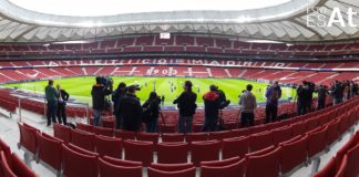 Entrenamiento en el Metropolitano antes de la Real