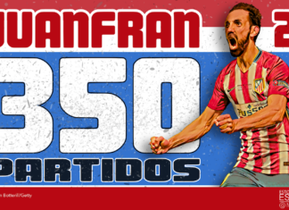 Juanfran: 350 partidos de Liga con la camiseta del Atleti Juanfran: 350 partidos de Liga con la camiseta del Atleti